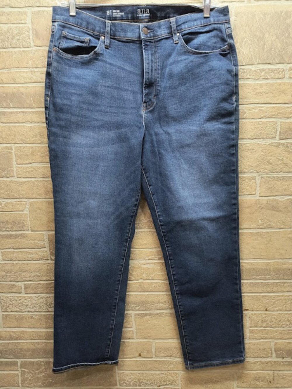 ANA Size 18T Curvy Straight Leg Hi Rise Dark Wash Denim Jeans